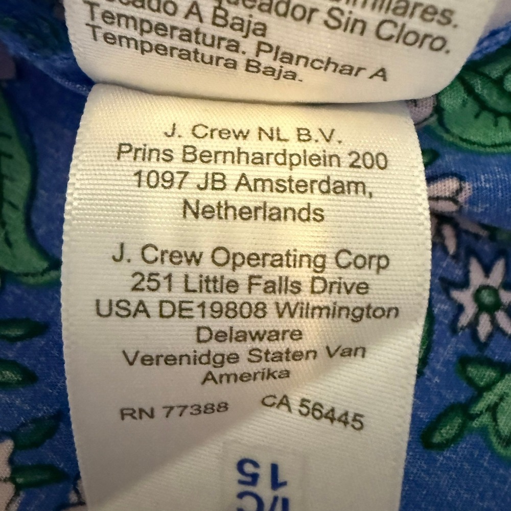 J.Crew Womens Blue Floral Ruffle High‎ Neck Flutter Sleeve Blouse Top Size S - Picture 11 of 16
